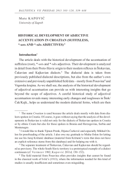 Mate KAPOVIĆ HISTORICAL DEVELOPMENT OF ADJECTIVE