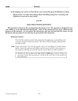 US DBQ Changes Civil War and Reconstruction