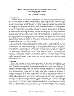 Masked priming investigation of cross