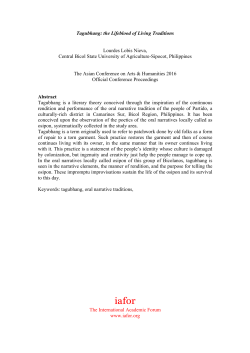 Tagubhang: the Lifeblood of Living Traditions Lourdes Lobis Nieva