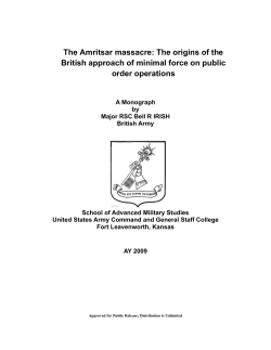 The Amritsar massacre: The origins of the British approach of