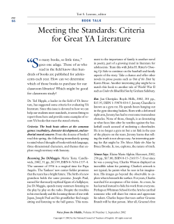 Meeting the Standards: Criteria for Great YA Literature