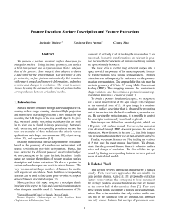 Posture Invariant Surface Description and Feature Extraction