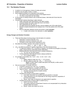 AP Chemistry: Properties of Solutions Lecture Outline