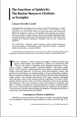 The Functions of Epideictic: The Boston Massacre Orations as