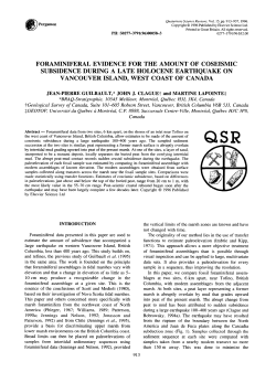 foraminiferal evidence for the amount of coseismic subsidence