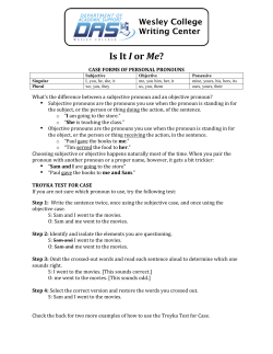 Is It I or Me? - Wesley College