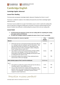 A3 and B2 Lesson Plan Reading Task