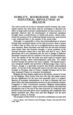 nobility, bourgeoisie and the industrial revolution