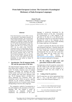 Proto-Indo-European Lexicon: The Generative Etymological