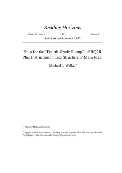 Help for the "Fourth-Grade Slump"&acirc;&bull;flSRQ2R Plus Instruction in Text