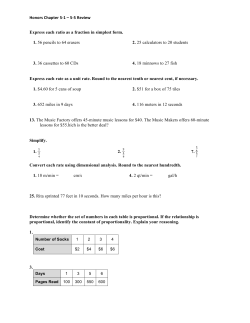 1 &ndash; 5-‐5 Review Express each ratio as a fraction in simplest form. 1