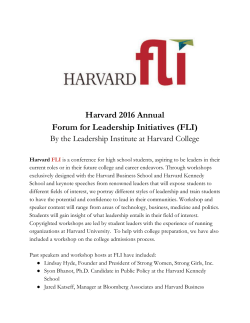 Harvard 2016 Annual Forum for Leadership Initiatives (FLI)