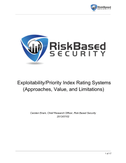Exploitability/Priority Index Rating Systems (Approaches, Value, and
