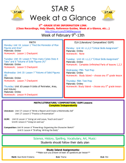STAR 5 Week at a Glance STAR 5 Week at a Glance STAR 5 Week