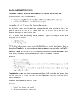 ISA 560- SUBSEQUENTS EVENTS Subsequent events are defined