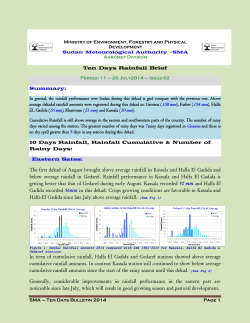 The first dekad of August brought above average rainfall in Kassala