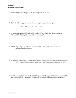 Chemistry Gas Laws Practice Test o