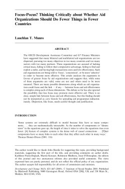 Focus-Pocus? Thinking Critically about Whether Aid Organizations