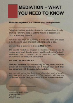 MEDIATION &ndash; WHAT YOU NEED TO KNOW