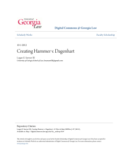 Creating Hammer v. Dagenhart - Digital Commons @ Georgia Law