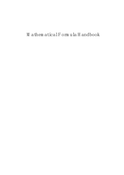 Mathematical Formula Handbook