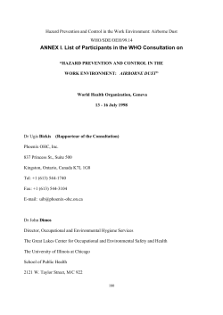 ANNEX I. List of Participants in the WHO Consultation on