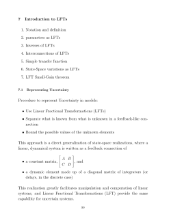 7 Introduction to LFTs 1. Notation and definition 2. parameters as