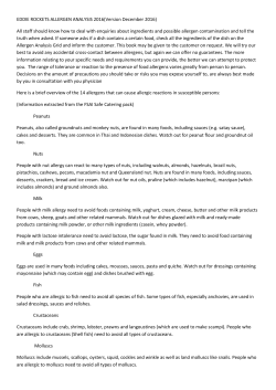 EDDIE ROCKETS ALLERGEN ANALYSIS 2016(Version December