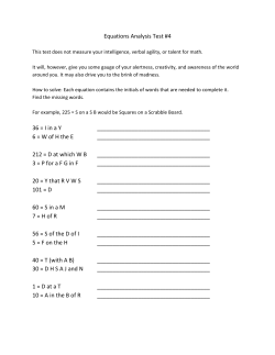 Equations Analysis Test #4 36 = I in a Y 6 = W of H the E