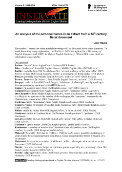 An analysis of the personal names in an extract from a 14th