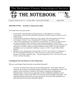 EDITORS NOTES Kenneth E. Zimmerman, Editor Genealogical Tip