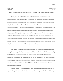 Does Adoption Affect the Ericksonian Task of Identity
