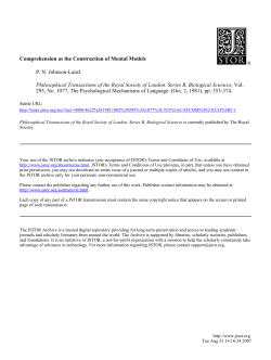 Comprehension as the Construction of Mental Models P. N. Johnson