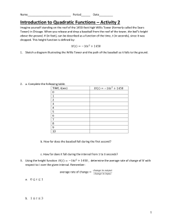 Introduction to Quadratic Functions &ndash; Activity 2