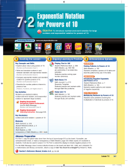 Exponential Notation for Powers of 10
