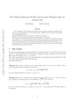 The Rational Distance Problem for Isosceles Triangles with one
