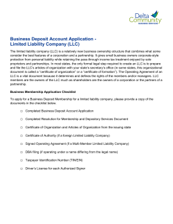 Limited Liability Company - Delta Community Credit Union