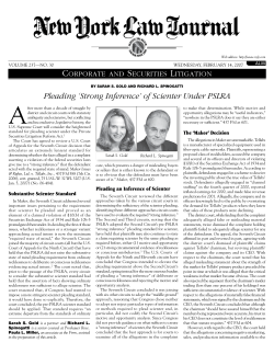 Pleading `Strong Inference` of Scienter Under PSLRA