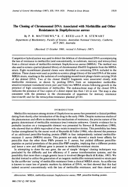 The Cloning of Chromosomal DNA Associated with