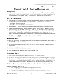 Chemistry Unit 5 - Empirical Formula Lab