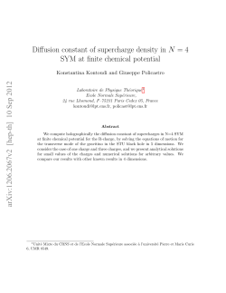 Diffusion constant of supercharge density in N = 4 SYM at