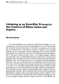 Listening as an Emic/Etic Process in the Context