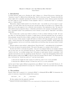 Belief in Belief and the Beetle-Box Metric 1. Introduction 2. The