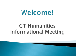 GT Humanities Course Parent Meeting Handout