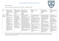 Ovingham Middle School Subject Overview Year 6