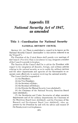 Appendix III - National Security Act of 1947, as amended