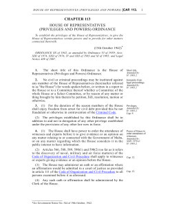 House of Representatives (Privileges and Powers) Ordinance