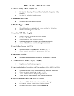 BRIEF HISTORY OF BANKING LAWS