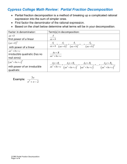 Cypress College Math Review: Partial Fraction Decomposition